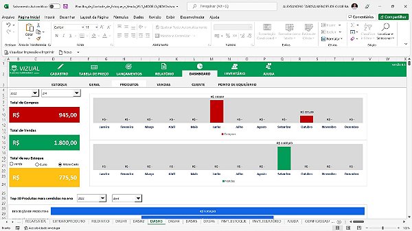 Planilha de Controle de Estoque e Vendas Completa em Excel 6.1