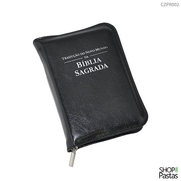 Capa para Bíblia de Bolso com Zíper e Inscrição - Preta