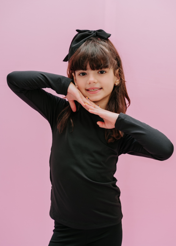 Manga Longa Infantil Quentinha Preta