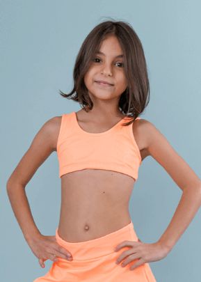 Top Infantil Laranja Com Brilho Acetinado Laranja