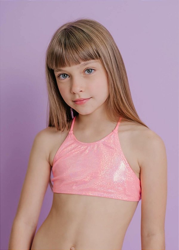 Top Infantil Frente Única Coral Brilhante