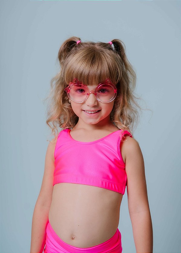 Top Infantil Pink Neon Cirrê