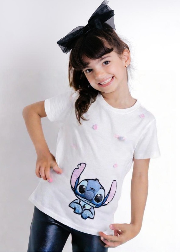T-shirt Infantil Manga Curta Stitch