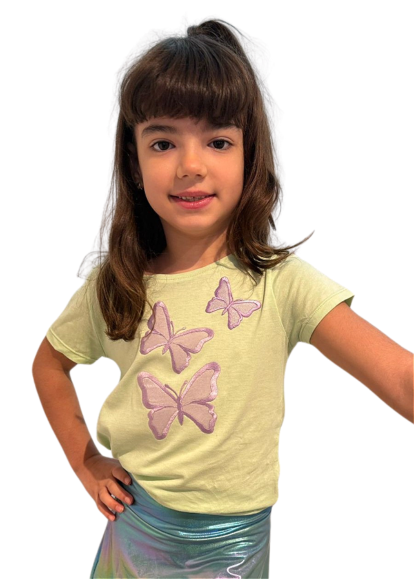 T-shirt Infantil Manga Curta Borboleta