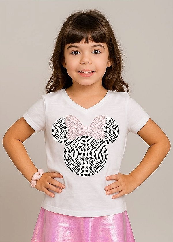 T-shirt Infantil Manga Curta Minnie
