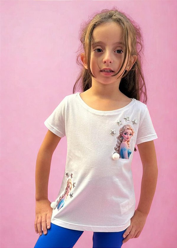 T-shirt Infantil Branca Frozen