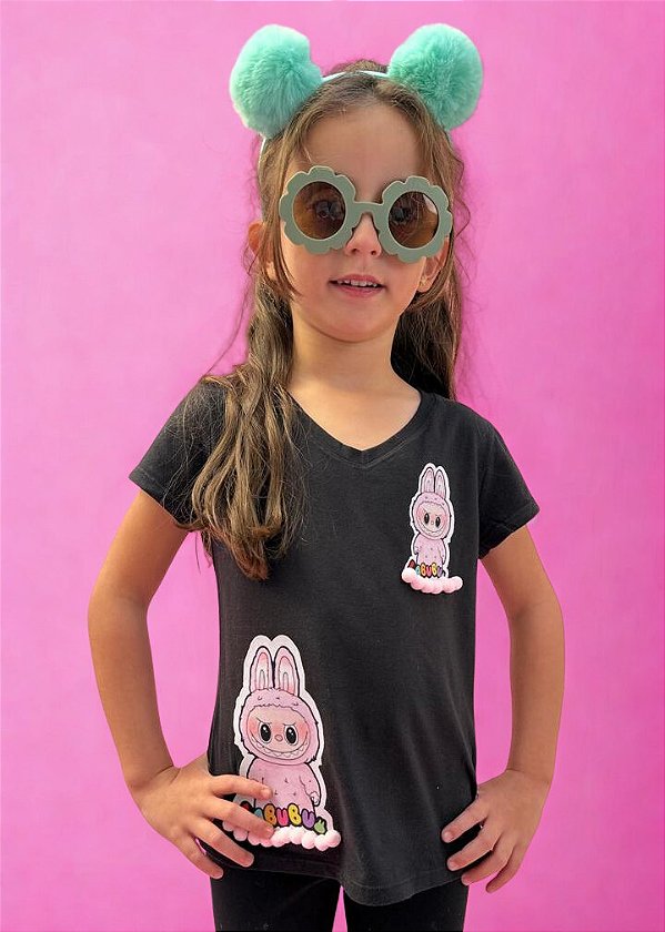 T-shirt Infantil Preta Labubu