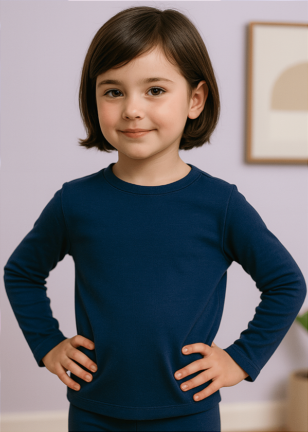 Manga Longa Infantil Quentinha Marinho