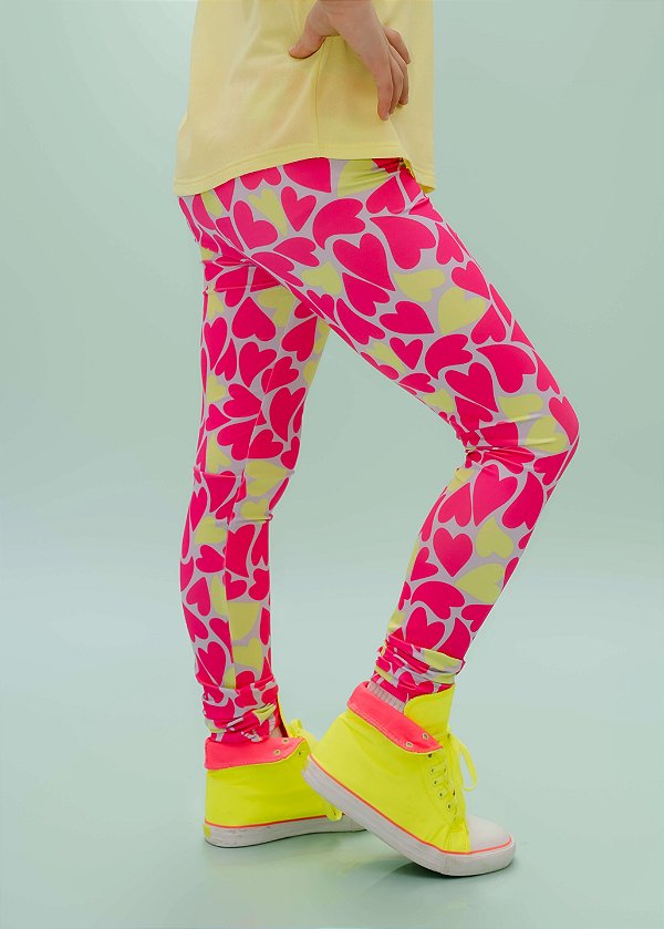 Legging Infantil Lilás Estampa Coração