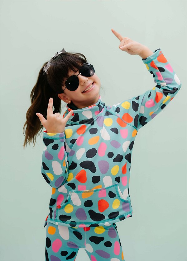 Moletom Infantil Azul Estampa Colorida