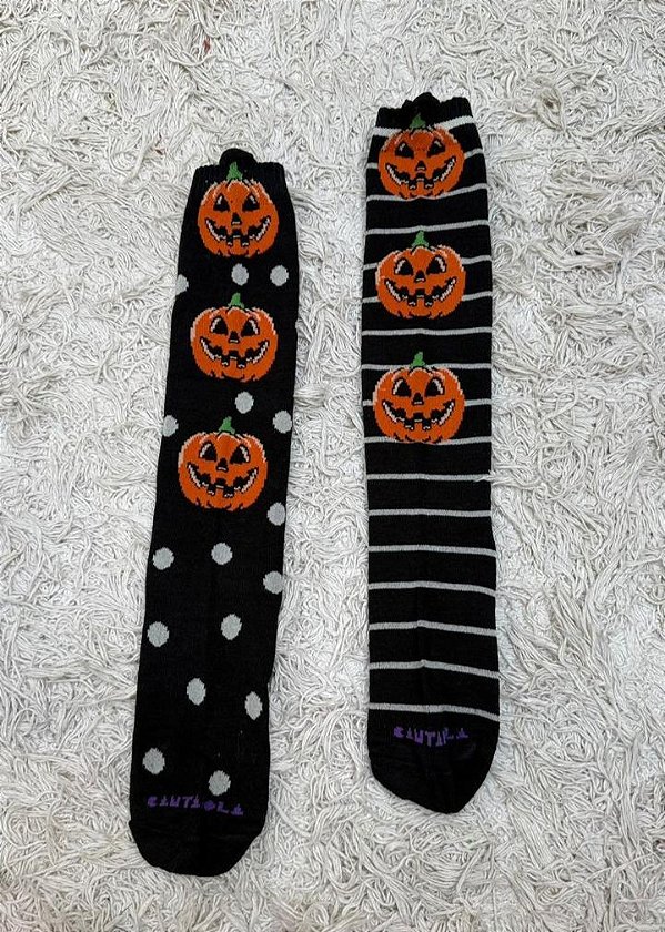 Par de Meias Halloween Abóbora