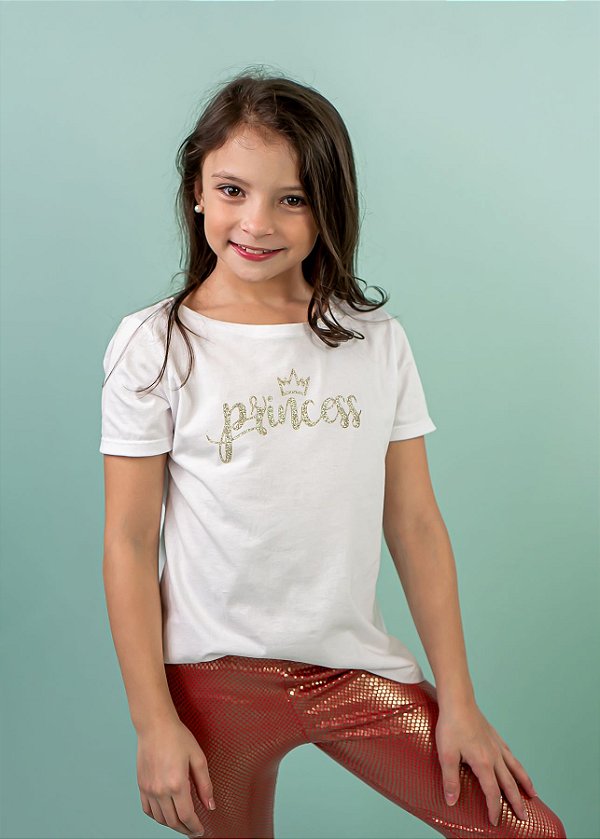 T-shirt Infantil Off-White Princess Dourado