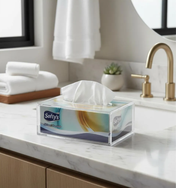 Caixa Porta Lenços de Papel em Acrílico TRANSPARENTE (Pequena)