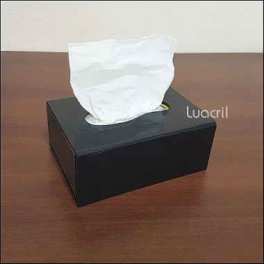Caixa Porta Lenços de Papel em Acrílico PRETO (Pequena)