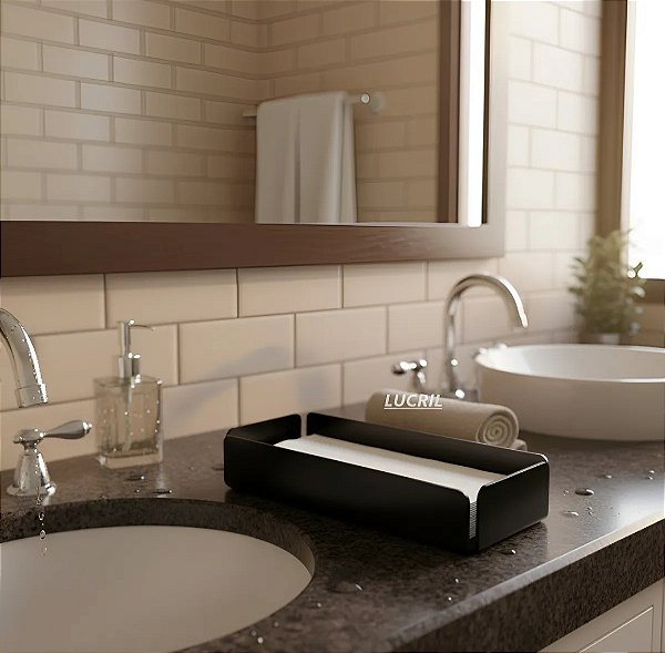 Porta Papel Toalha em Acrílico PRETO - Lavabo / Banheiro/ Mesa