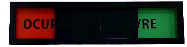 Placa Livre / Ocupado Trilho em Acrílico Preto