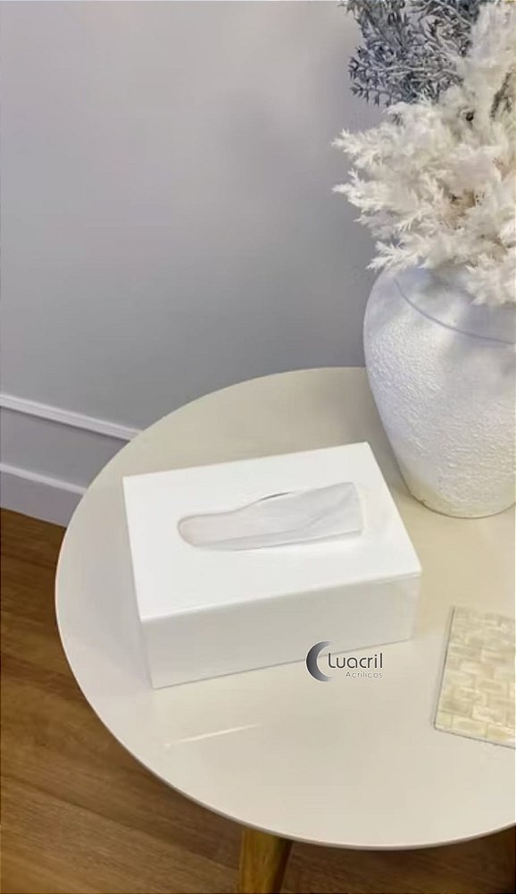 Caixa Porta Lenços de Papel em Acrílico BRANCO (Pequena)