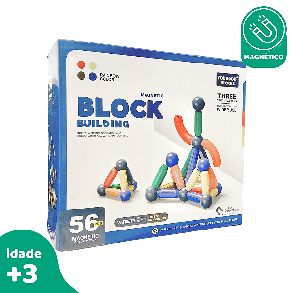 Block Building Tubos Magneticos 56 pecas