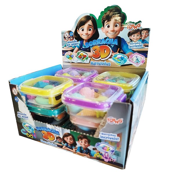 BORRACHAS 3D COM ESTOJO MARMITINHA