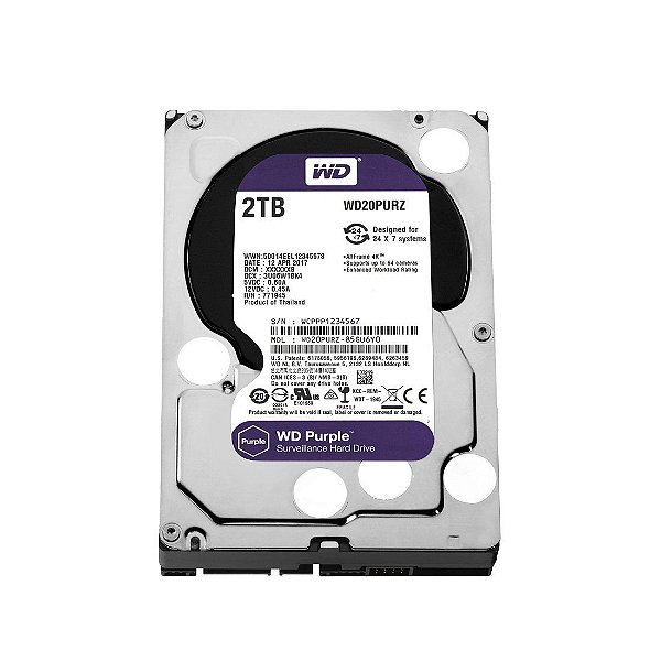 Hd 2tb Western Digital Purple Sata3 64mb Wd10purz para cftv