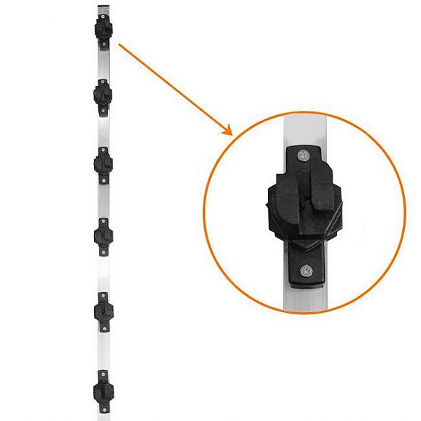Big Haste Industrial Tubo Quadrado 25x25mm de 1 metro c/ 6 Isoladores "W"