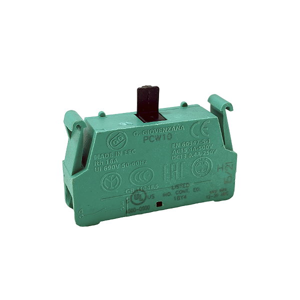 Bloco de Contato Auxiliar 1NA 16A PCW10 – Giovenzana para Contatores Industriais