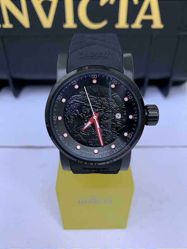 Relógio Invicta Yakuza - Todo preto com detalhe vermelho - EM Import's Joias