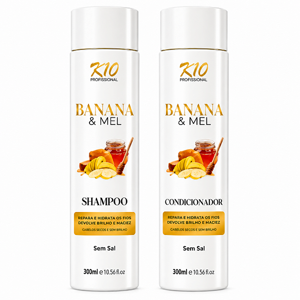 SHAMPOO 320ML + CONDICIONADOR 320ML BANANA & MEL k10 Profissional