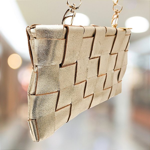 Bolsa Aurora em Couro Dourada