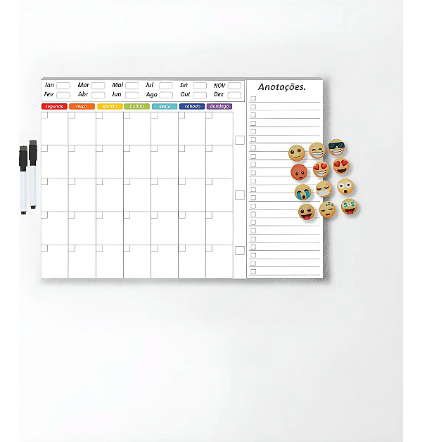 Quadro Planejamento Mensal - Planner Branco/Colorido
