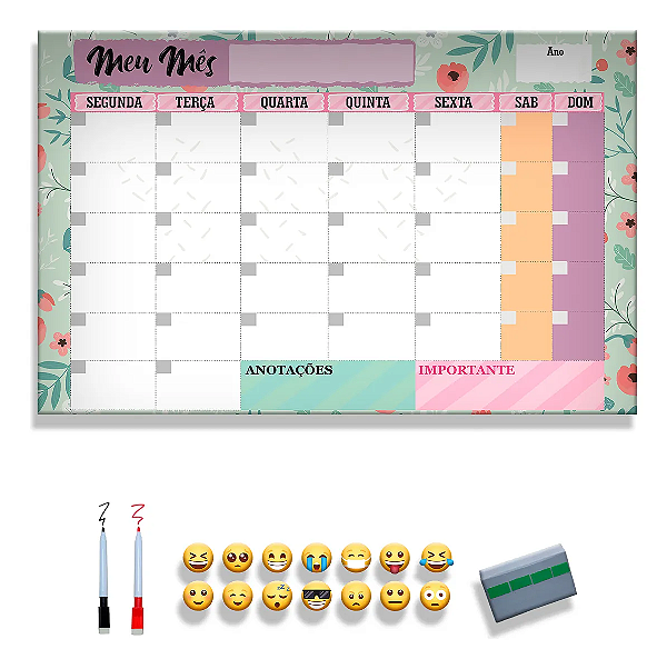 Quadro Planejamento Mensal - Florido