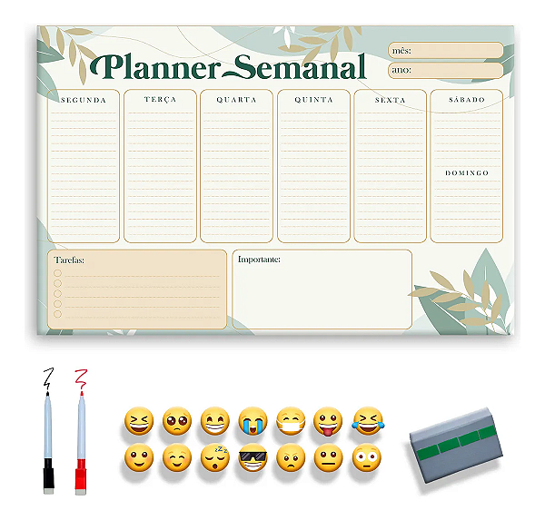 Quadro Planejamento Semanal - Planner Folhas