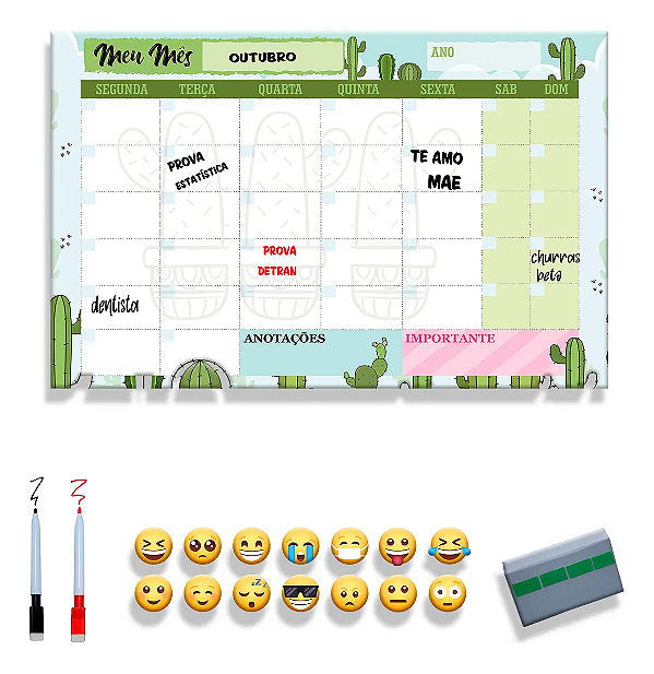 Quadro Planejamento Mensal - Planner Cactus