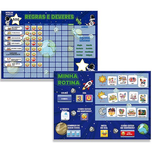 Kit Quadro Educativo Infantil Minha Rotina Diária Incentivo - PAREDE