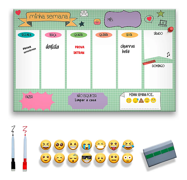 Quadro Planejamento Semanal - Planner Colorido