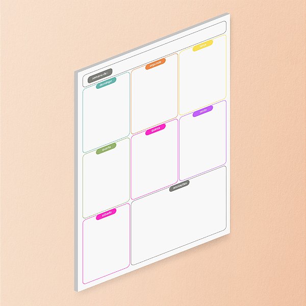 Quadro de Planejamento Semanal - Planner Lousa Colorida