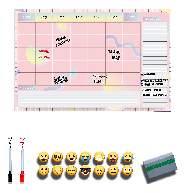 Quadro Planejamento Semanal/Mensal - Planner Rosa