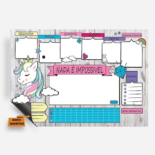 Imã Planejamento Semanal - Agenda Semanal Unicornio