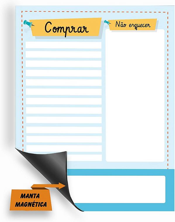 Imã Para Geladeira - Lista de Compras Azul