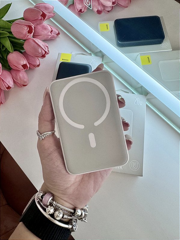Carregador Portátil Magnético Sem Fio Baseus Power Bank 10000mAh 20W