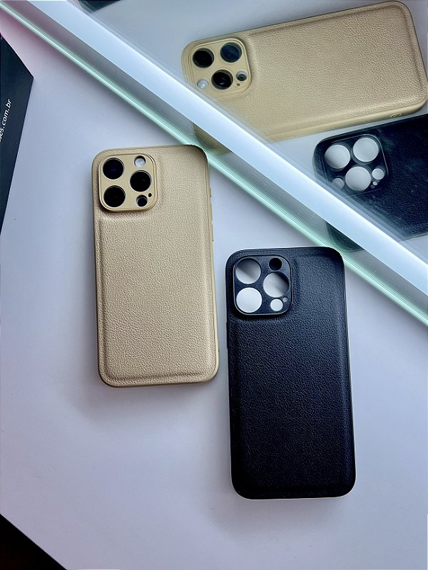Capa Couro com Proteção de Câmera para Iphone