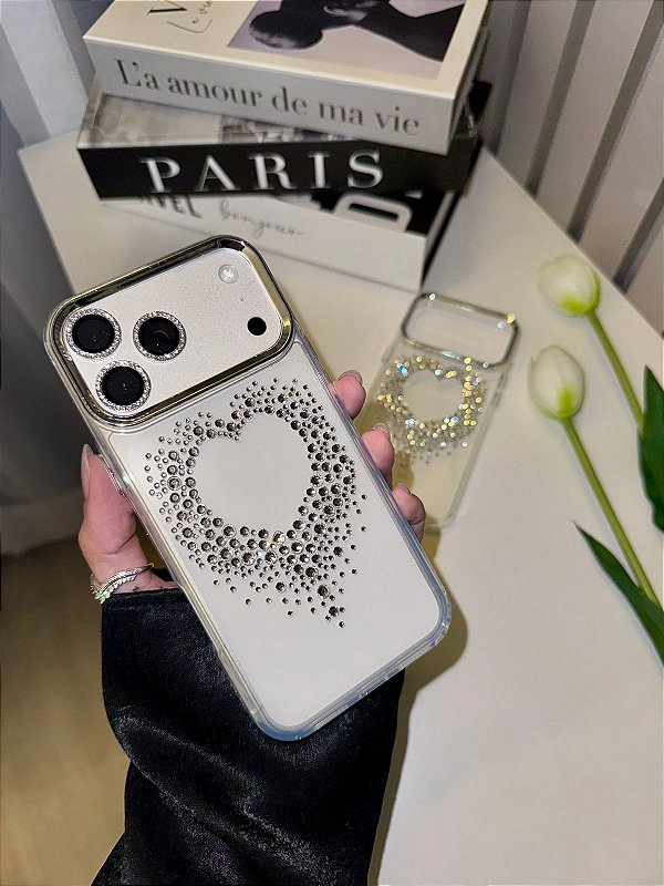 Case Coração de Pedrinhas Transparente