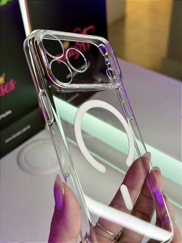 Case acrílica MagSafe com câmera fechada para iphone 17 Pro Max/ 17 Pro