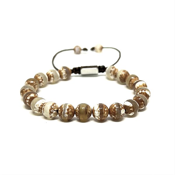 Pulseira Ágata Zebra Marron 8mm