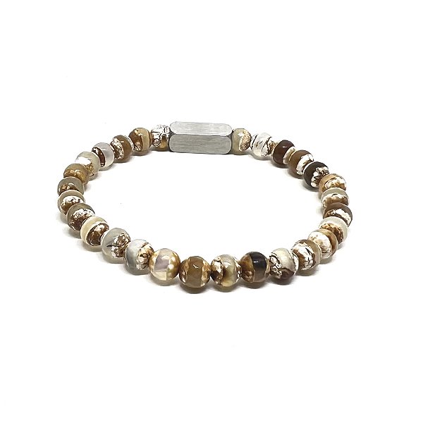 Pulseira Agata Zebra Marrom 6mm