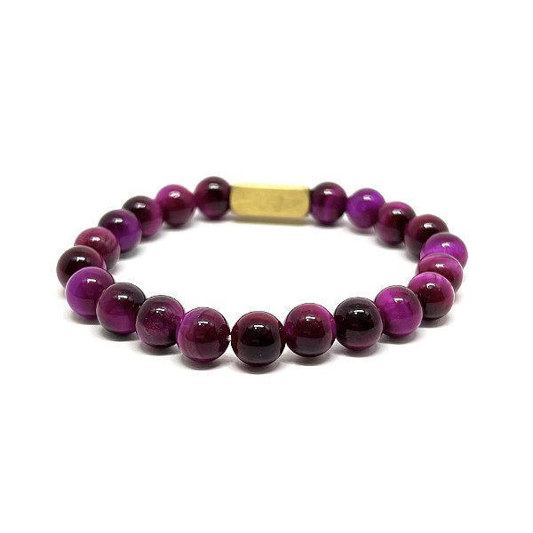 Pulseira Olho de Tigre Rosa 8mm