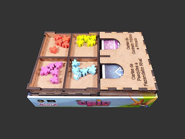 Organizador (INSERT MDF) para Tiny Epic Dinosaurs + Board Band (Elástico)