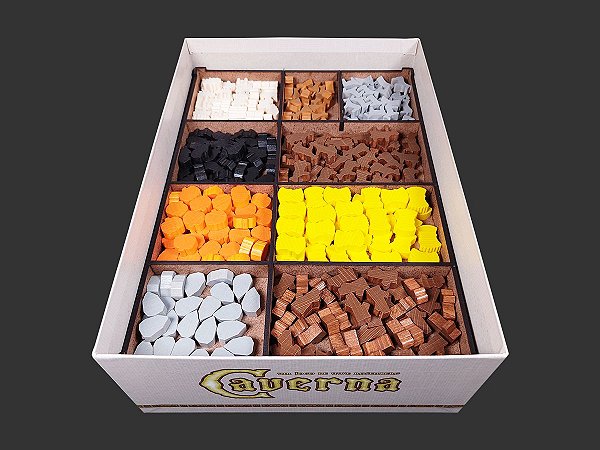 Organizador (INSERT MDF) para Caverna - Modelo 2 + Board Band (Elástico)