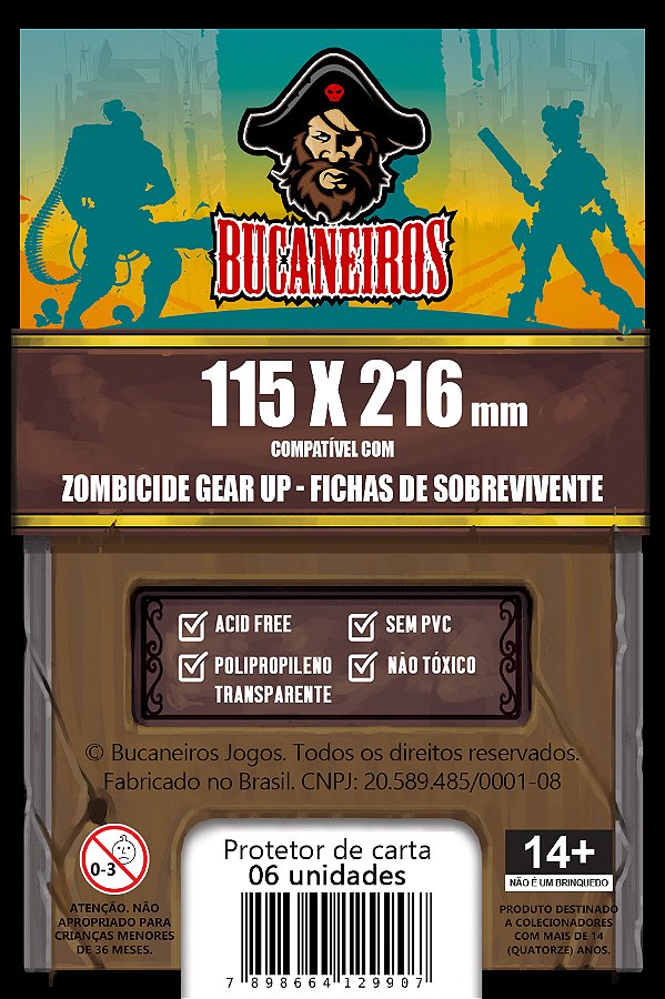 Sleeve Customizado para Zombicide: Gear Up - Fichas de Sobrevivente (115 x 216)