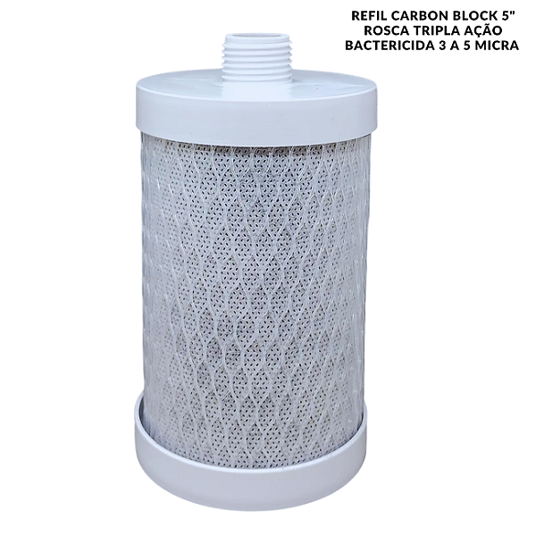 Refil Carbon Block 5" Bactericida para Purificadores